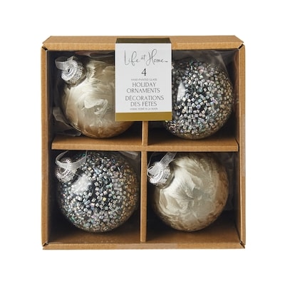 Life at Home Frosted Glass Ornaments 4 Pack - Gold and Silver 4 ea, $3.50/1ea