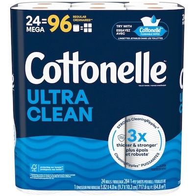 Cottonelle Ultra Clean Toilet Paper, 24 Mega Rolls  24 ea, $1.38/1ea