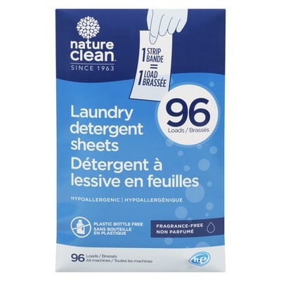 Nature Clean Laundry Detergent Sheets Fragrance-Free 96 ea, $0.23/1ea