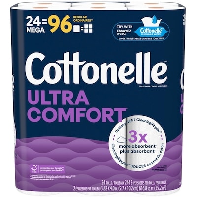 Cottonelle Ultra Comfort Toilet Paper, 24 Mega Rolls  24 ea, $1.38/1ea