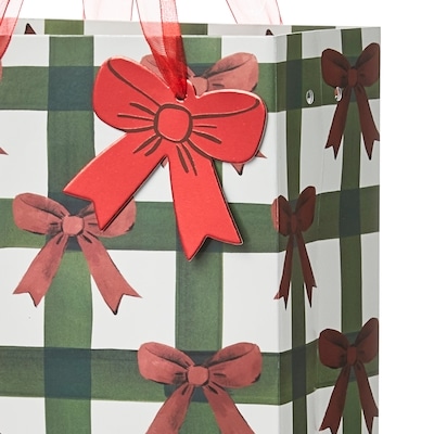 Bottle Gift Bag - Plaid Bows
