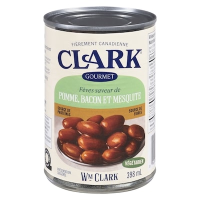 Clark Fèves saveur de pomme, bacon et mesquite 398 ml, 0,70 $/100ml