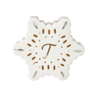 Life at Home Flocon de neige lumineux en céramique avec monogramme – lettre T 1 ea, 5,00 $/1ch