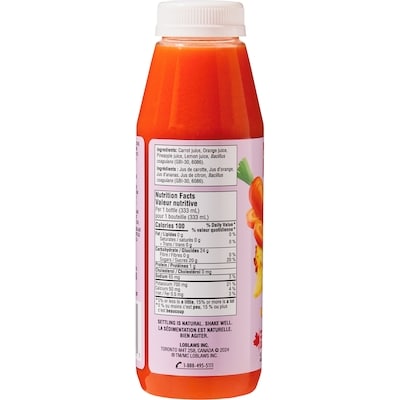 Carrot + Orange + Pineapple Cold Pressed Juice with Probiotics for Gut Health