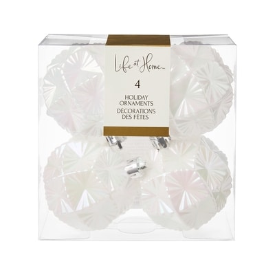 Life at Home Lot de 4 décorations des fêtes en forme de polygone – blanc iridescent 1 ea, 7,00 $/1ch