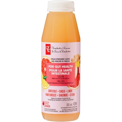 President's Choice Grapefruit + Ginger + Lemon Cold Pressed Juice with Probiotics for Gut Health 333 ml, $1.50/100ml