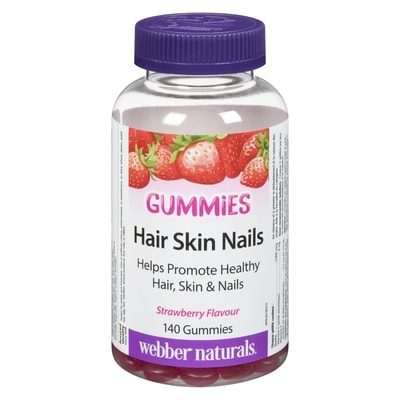Webber Naturals Hair Skin Nails Strawberry Flavour 140 ea, $0.13/1ea