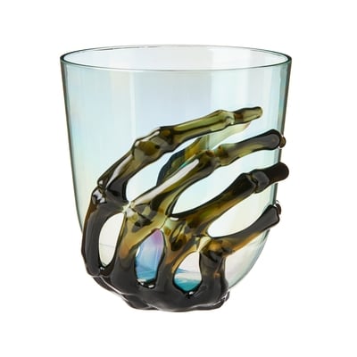 Skeleton Hand Double Old Fashioned Glass - Jade