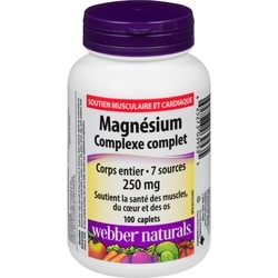 Webber Naturals Magnésium complexe complet 250 mg 100 ea, 0,13 $/1ch