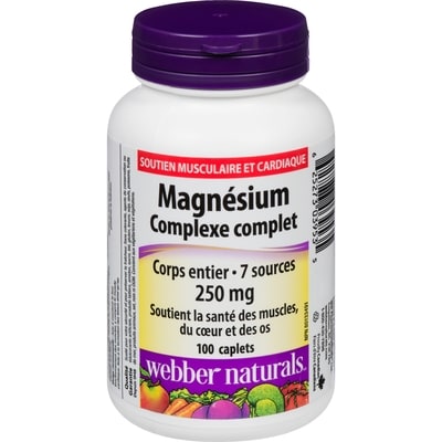 Webber Naturals Magnésium complexe complet 250 mg 100 ea, 0,13 $/1ch