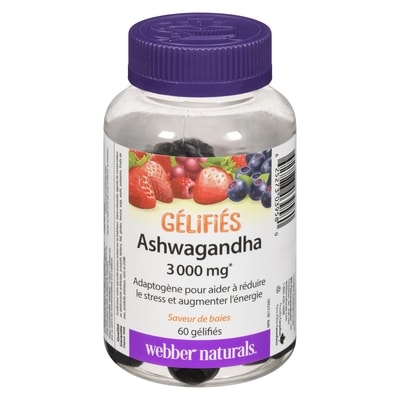 Webber Naturals Ashwagandha 3 000 mg saveur de baies 60 ea, 0,43 $/1ch