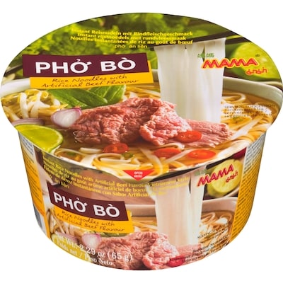 Mama Noodles Bowl Instant Rice Noodles With Artificial Beef Flavour Phở Bò 65 g, $3.06/100g