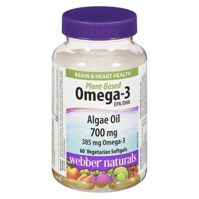 Webber Naturals Plant-Based Omega-3 Epa/Dha Algae Oil 700 Mg 60 ea, $0.46/1ea