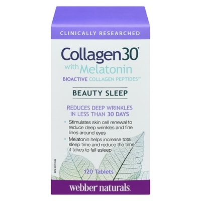 Webber Naturals Collagen30 Bioactive Collagen Peptides With Melatonin 120 ea, $0.33/1ea