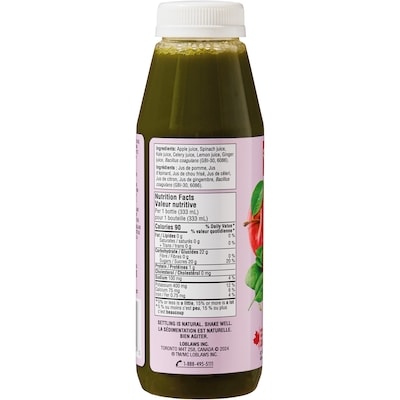 Spinach + Kale + Apple Cold Pressed Juice with Probiotics for Gut Health