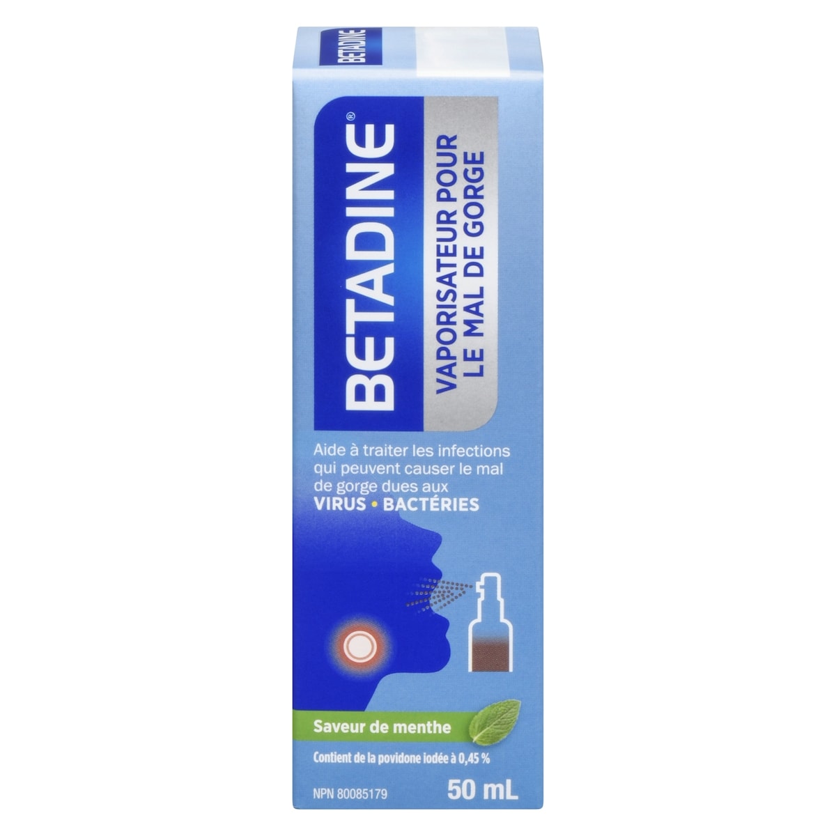 Betadine Vaporisateur pour le mal de gorge saveur de menthe 50 ml, 25,98 $/100ml