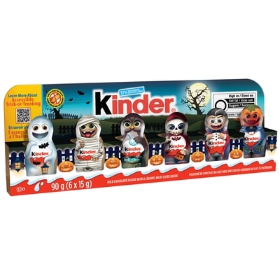 Kinder mini figurines creuses en chocolat au lait d'Halloween, 6 figurines en chocolat de 15 g 90 g, 6,67 $/100g