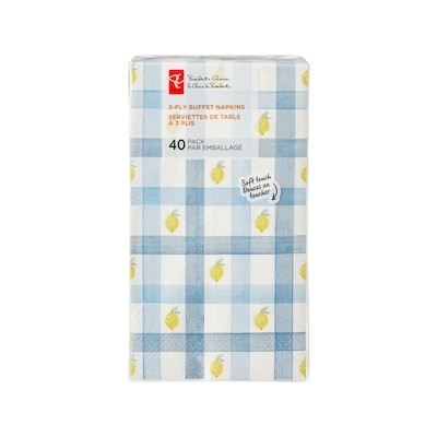 President's Choice 3 Ply Buffet Napkins 40 Pack - Lemon 40 ea, $0.13/1ea