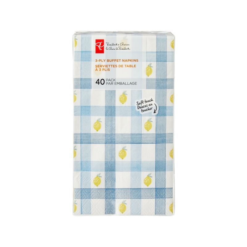 3 Ply Buffet Napkins 40 Pack - Lemon