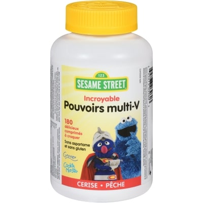Sesame Street Pouvoirs multi-v cerise pêche 180 ea, 0,15 $/1ch