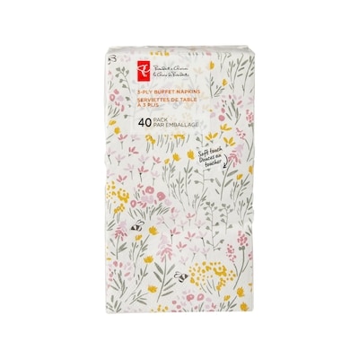 le Choix du Président Emballage de 40 serviettes cocktail à 3 plis – fleurs 40 ea, 0,13 $/1ch