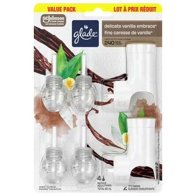 Glade PlugIns Scented Oil Air Freshener 2 Warmers + 4 Refills, Delicate Vanilla Embrace 6 ea, $3.00/1ea