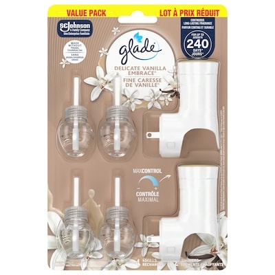 Glade Branchées huile parfumée Recharge deux élément chauffant et quatre recharges, Fine Caresse de vanille 6 ea, 3,25 $/1ch