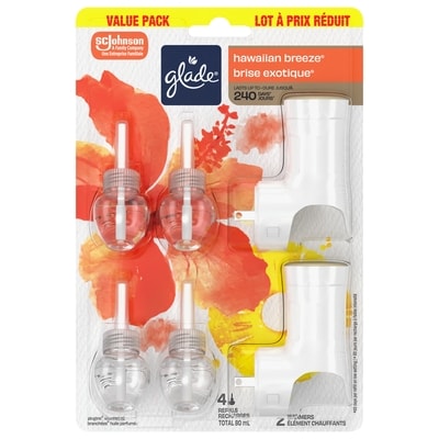 Glade PlugIns Scented Oil Air Freshener 2 Warmers + 4 Refills, Hawaiian Breeze 6 ea, $3.00/1ea