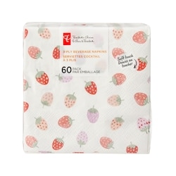 le Choix du Président Emballage de 60 serviettes cocktail à 3 plis – fraises 60 ea, 0,08 $/1ch