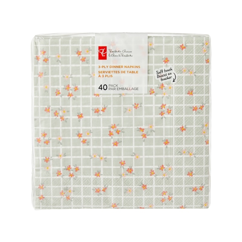 3 Ply Dinner Napkins 40 Pack - Flower Grid