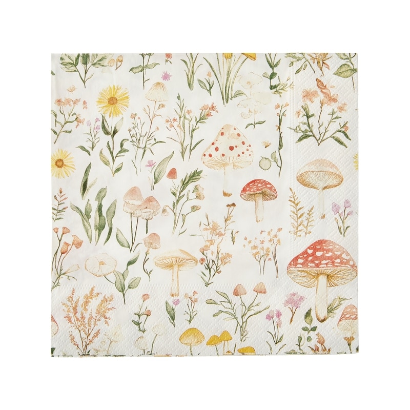 3 Ply Dinner Napkins 40 Pack - Spring Mushroom