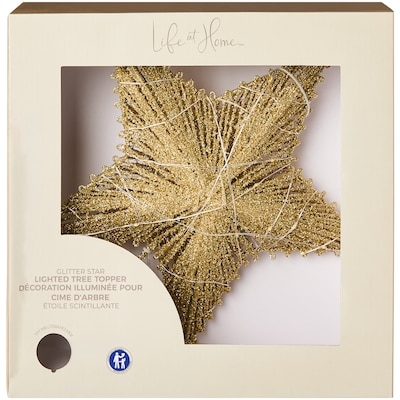 Life at Home Light Up Glitter Star Tree Topper - Gold 1 ea, $19.00/1ea