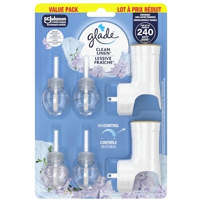 Glade PlugIns Scented Oil Air Freshener 2 Warmers + 4 Refills, Clean Linen 6 ea, $3.25/1ea