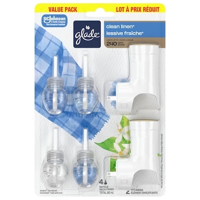 Glade Branchées huile parfumée Recharge deux élément chauffant et quartre recharges, Lessive fraîche 6 ea, 3,33 $/1ch