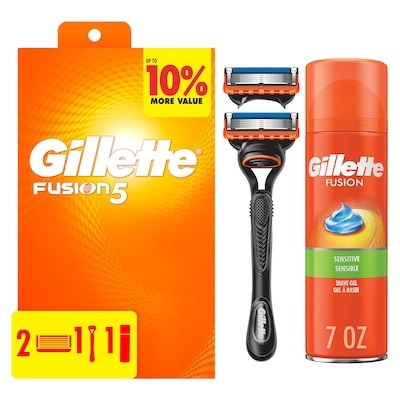 Gillette Fusion5 Shaving Razor for Men, 1  Razor Handle, 2 Razor Blade Refills and 1 Fusion Sensitive Shaving Gel 1 ea, $19.99/1ea