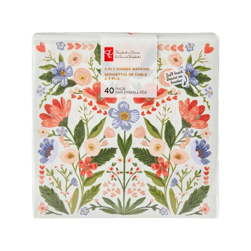 3 Ply Dinner Napkins 40 Pack - Heart and Flower