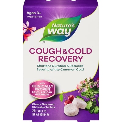 Nature's Way Cough & Cold Recovery Cherry Flavoured Chewable Tablets Ages 3+ 20 ea, $1.50/1ea