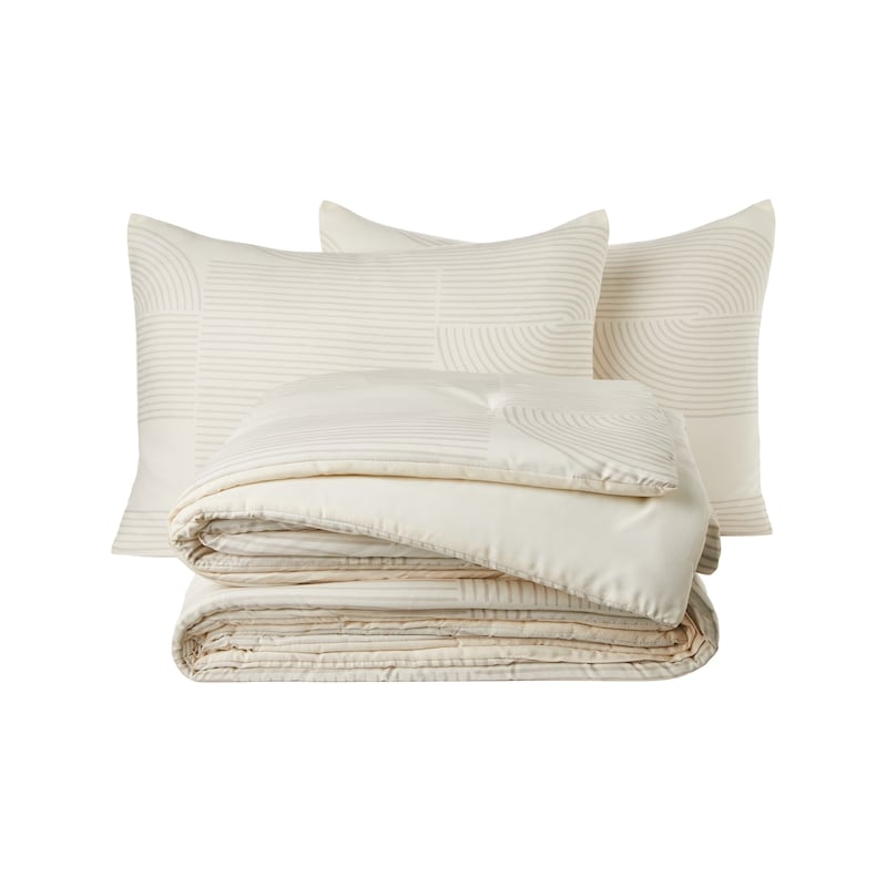 Full/Queen Curves Printed Comforter 3 Piece Set