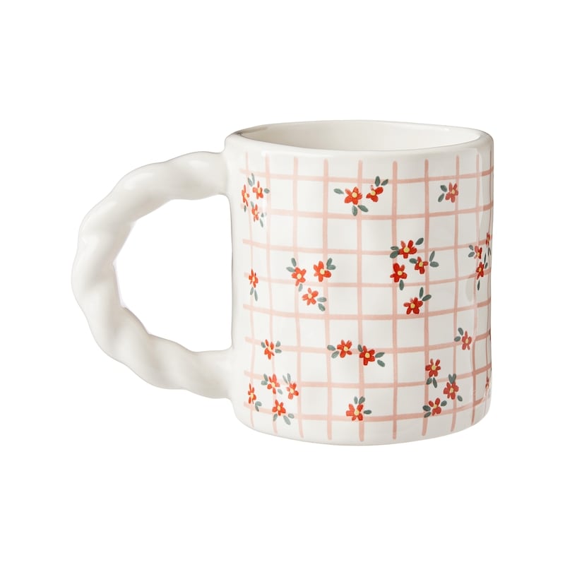 Twisted Handle Floral Mug