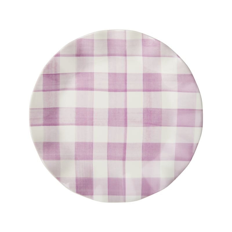 Ruffle Rim Side Plate - Purple Gingham