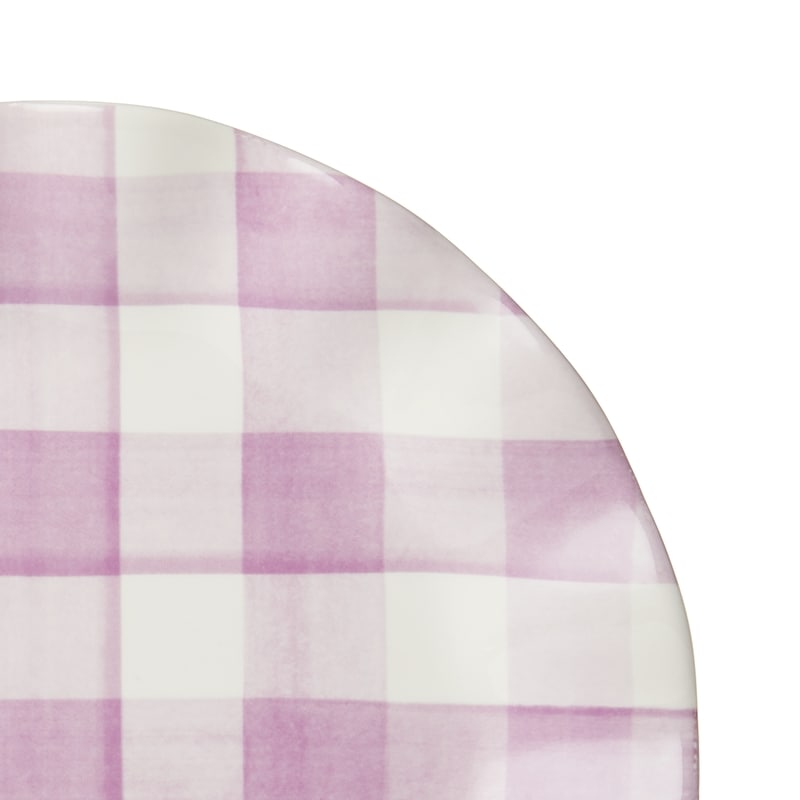 Ruffle Rim Side Plate - Purple Gingham