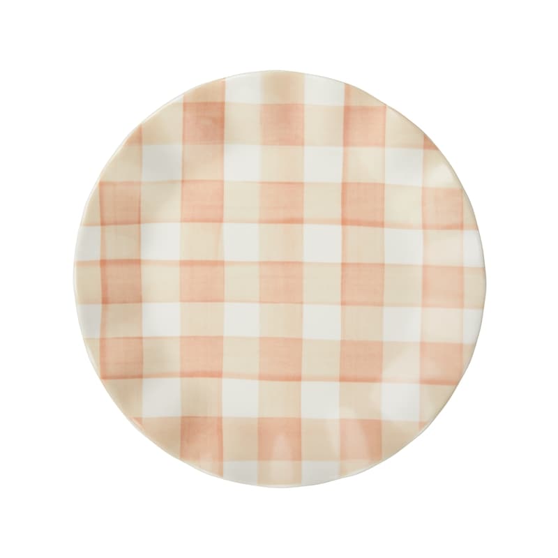 Ruffle Rim Side Plate - Peach Gingham