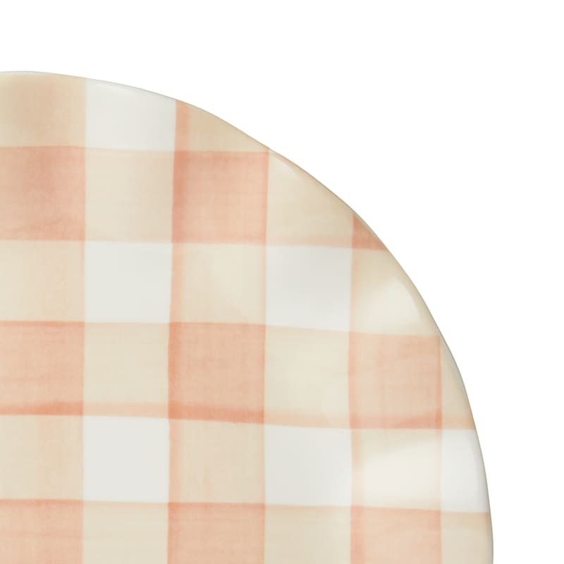 Ruffle Rim Side Plate - Peach Gingham