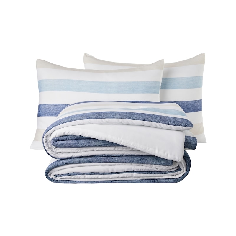 Full/Queen Striped Comforter 3 Piece Set