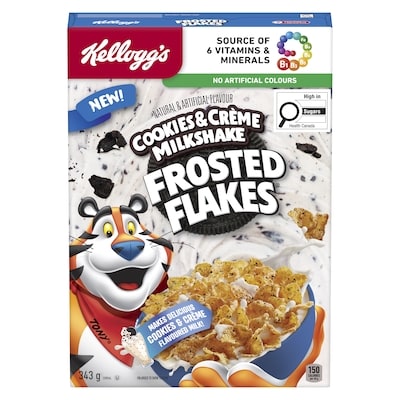 Kelloggs Frosted Flakes Cereal, Cookies & Creme Milkshake 343 g, $1.69/100g