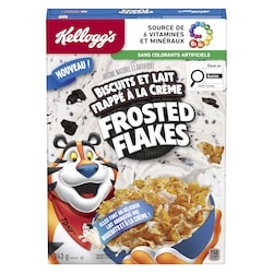 Kellogg’s Céréales biscuits et lait frappé à la crème Frosted Flakes  343 g, 1,69 $/100g