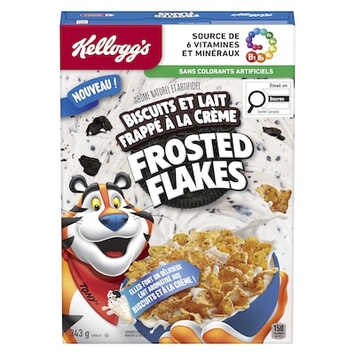 Kellogg’s Céréales biscuits et lait frappé à la crème Frosted Flakes  343 g, 1,69 $/100g