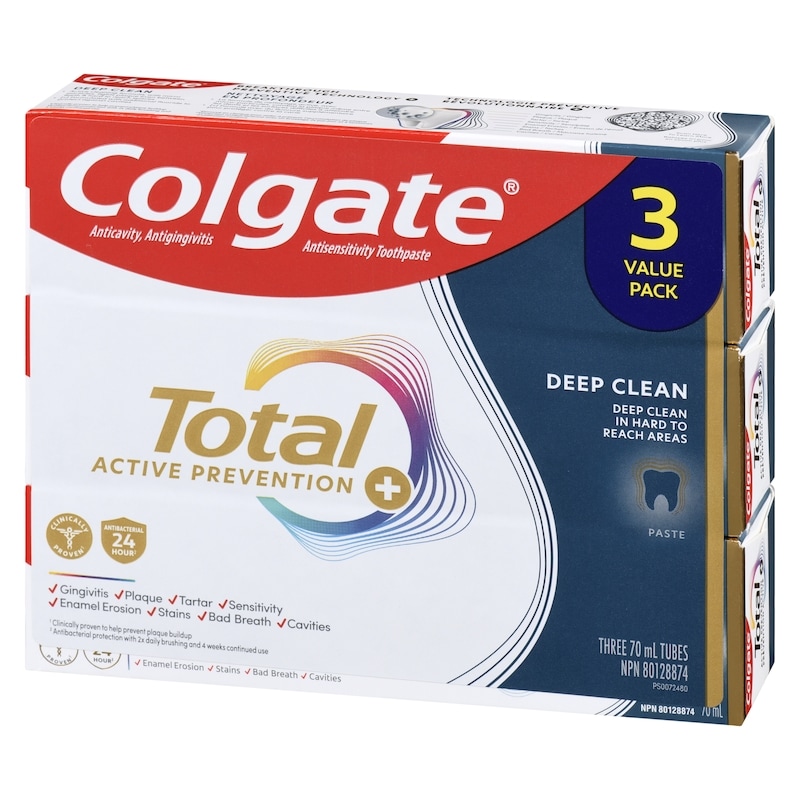 Total Active Prevention + Anticavity, Antigingivitis Antisensitivity Toothpaste Deep Clean Paste Value Pack
