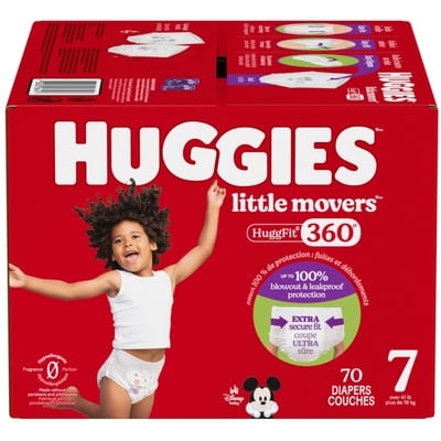 Huggies Little Movers Couches pour bébés HuggFit 360°, taille 7, 70 unités 70 ea, 0,57 $/1ch
