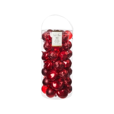 Life at Home Mixed Shape Holiday Ornaments 50 Pack - Red 1 ea, $34.00/1ea